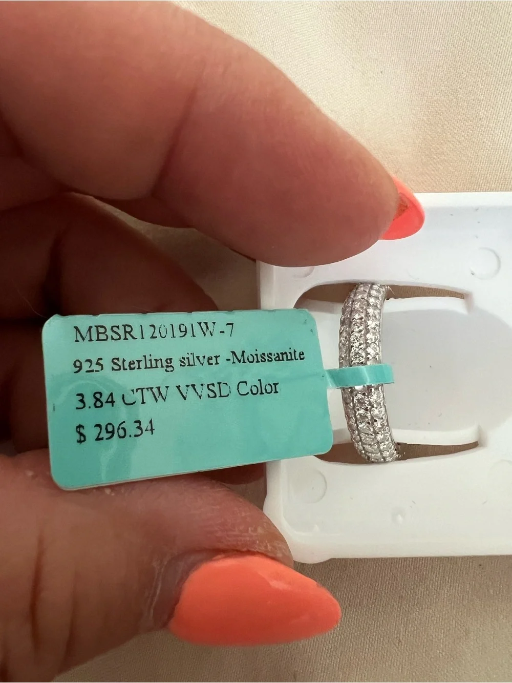 Silver Pave Triple-Row Moissanite Ring